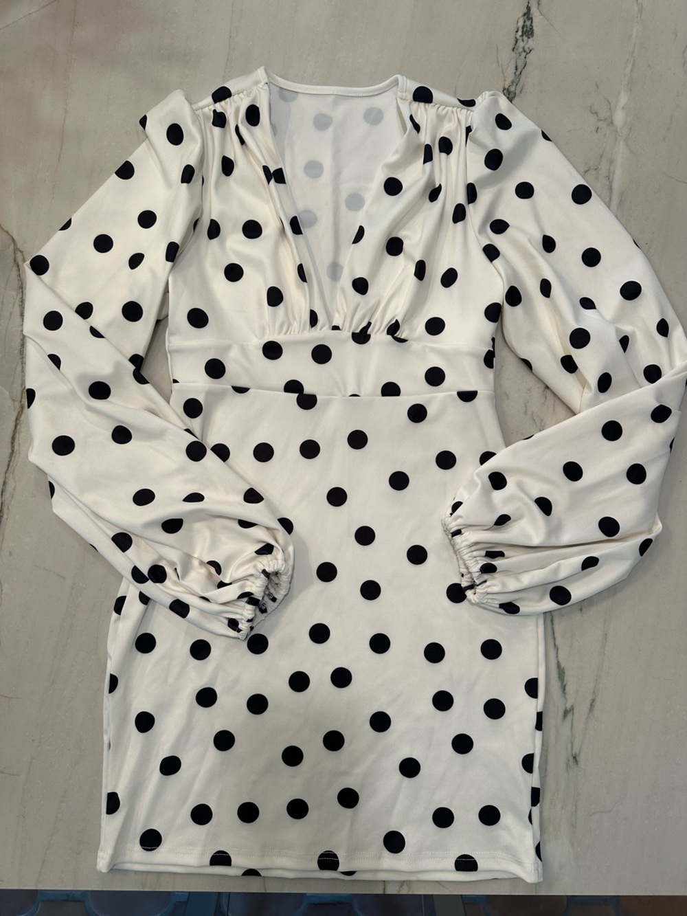 Polka Dot Long Sleeve Blouse in Black and White